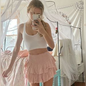 TRENDY CUTE BLUSH PINK RUFFLE SKIRT
